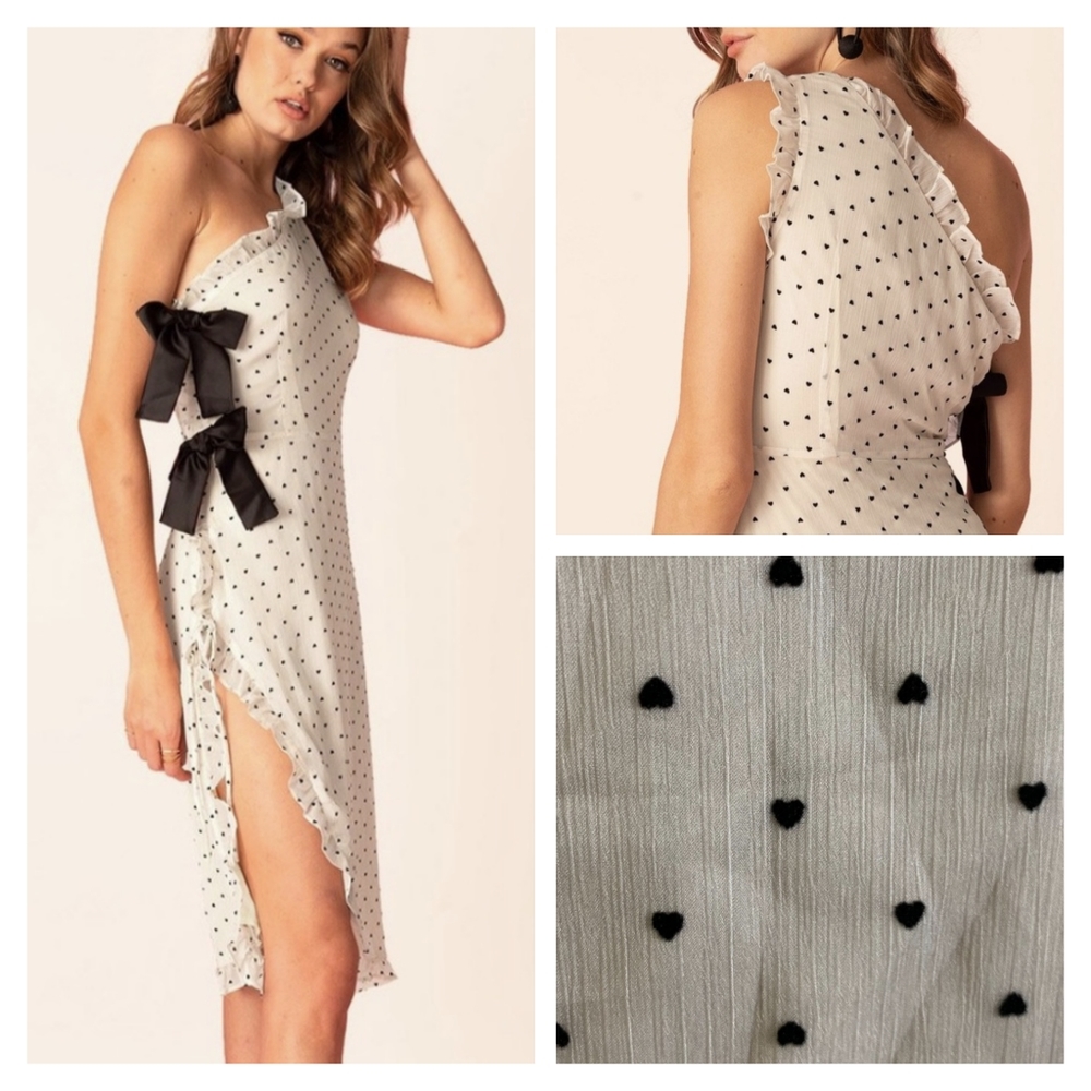 Choosy Girl Crush Heart Polka Dot Ruffle Slip Dress NEW